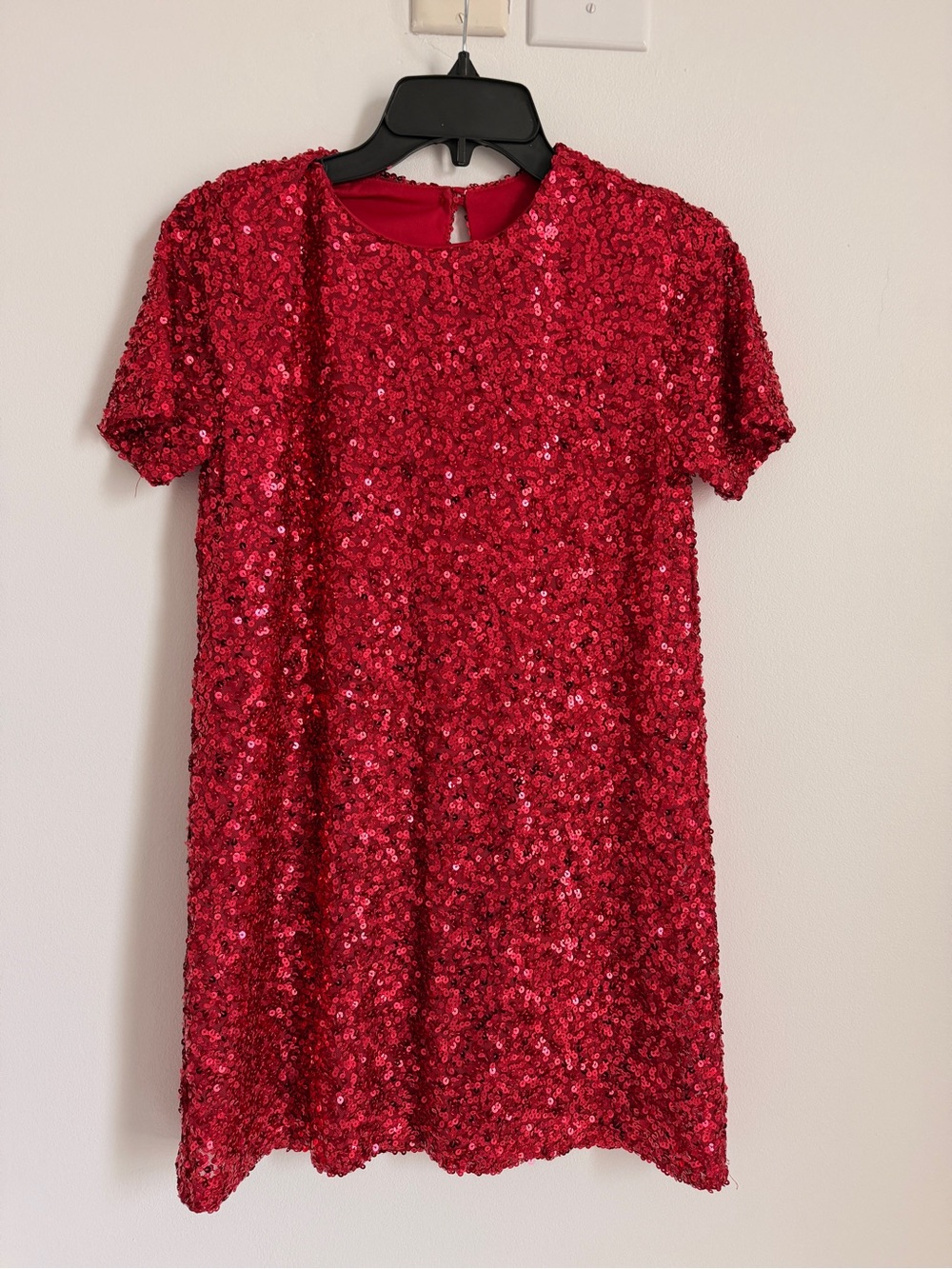Red Sequin Short Sleeve Mini Dress
